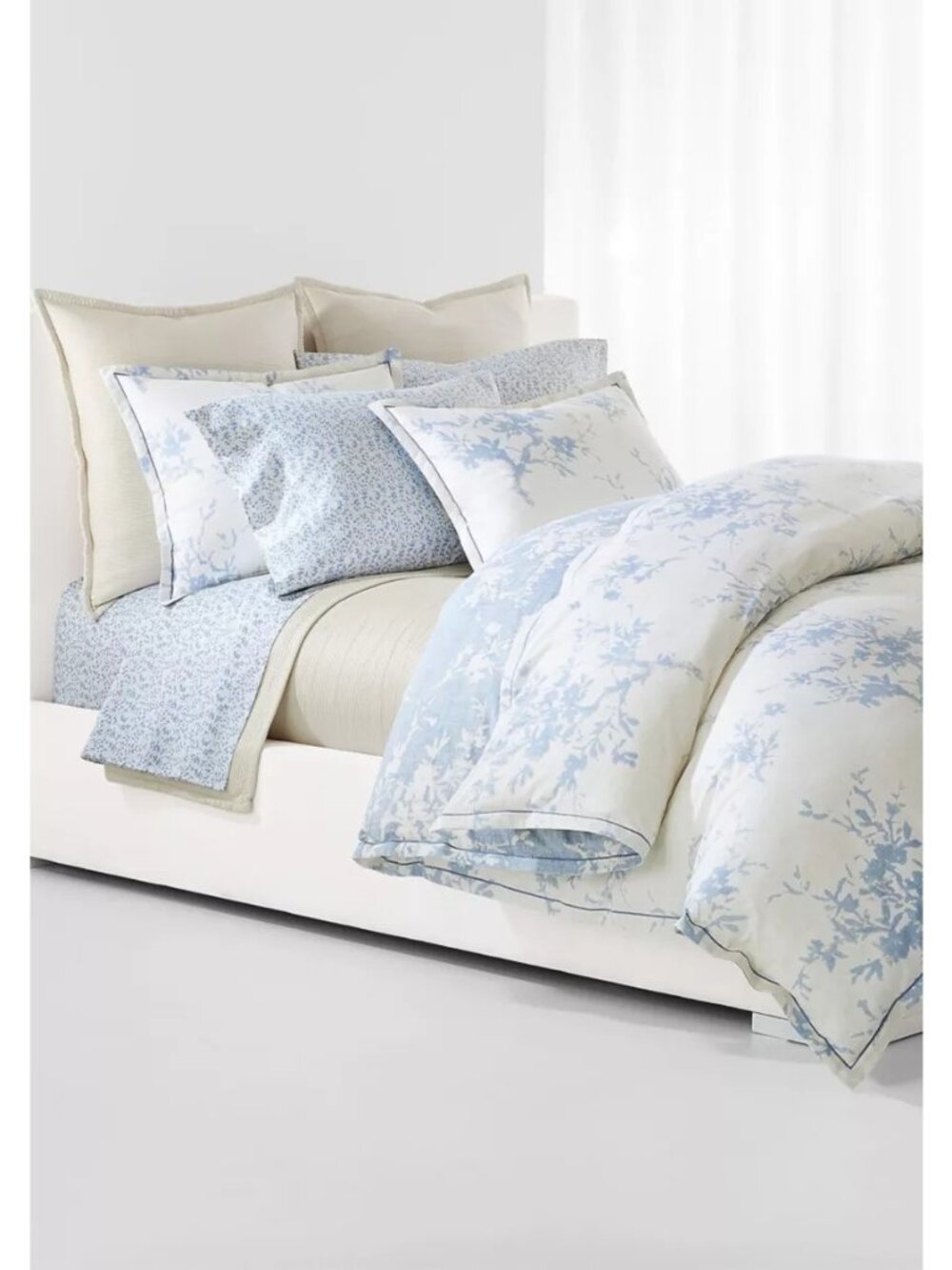NWT Lauren Ralph Lauren Eva Botanical Comforter Set Cream Blue Size King
